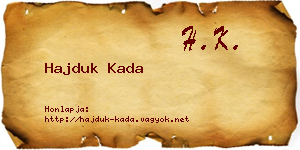 Hajduk Kada névjegykártya